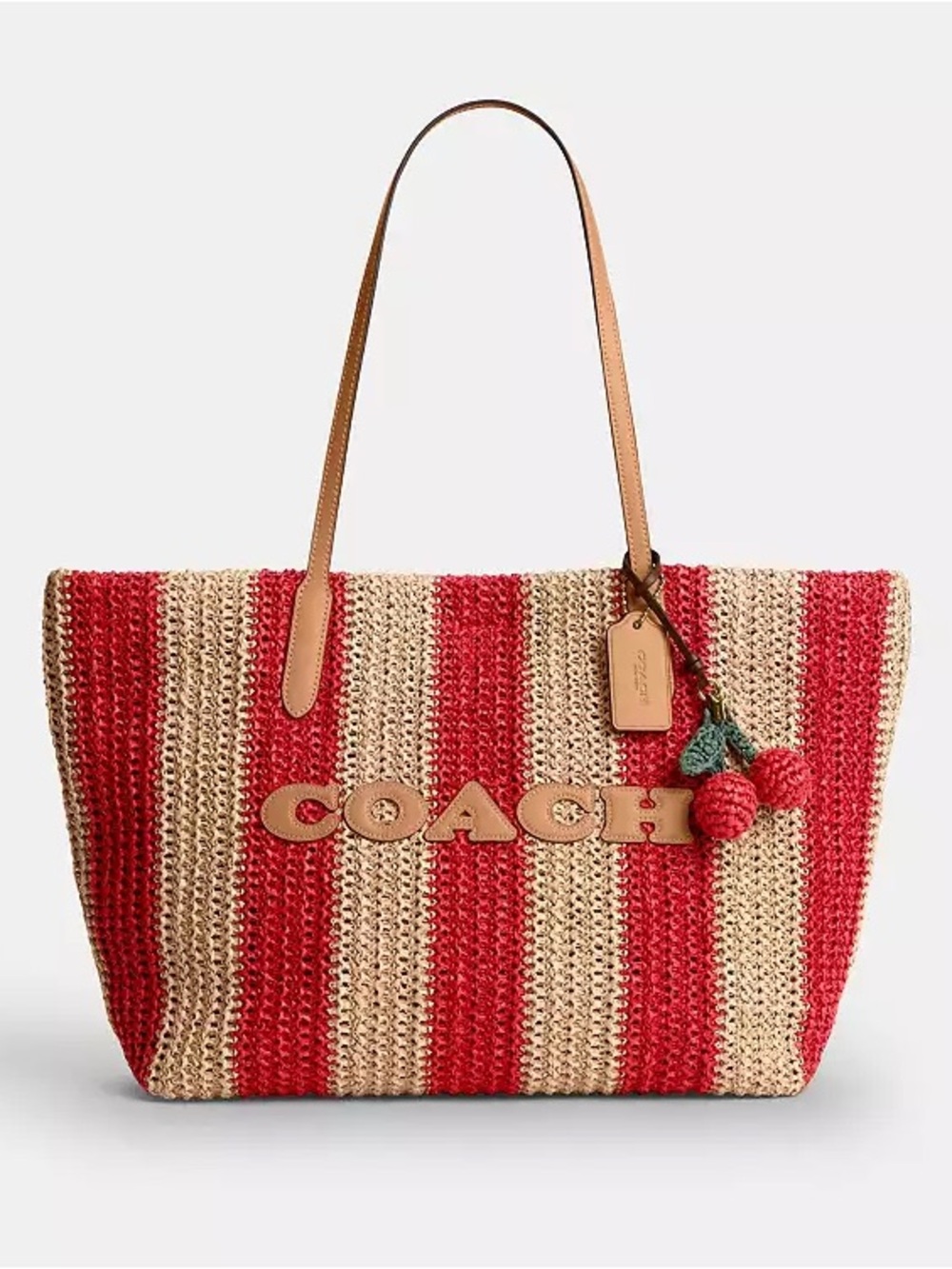 Coach City Tote Bag With Stripes straw tote